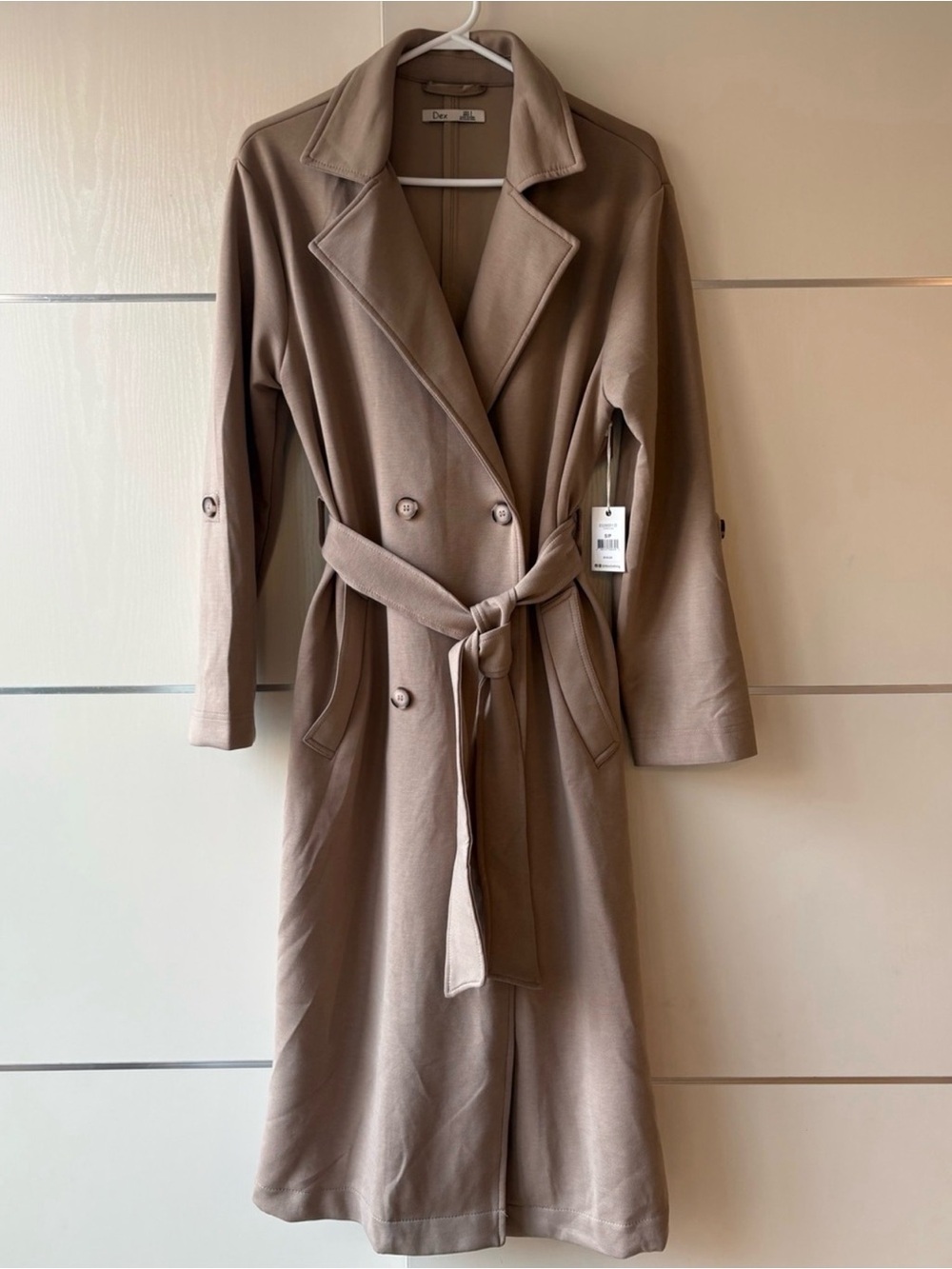Women's Taupe Belted Trench Coat